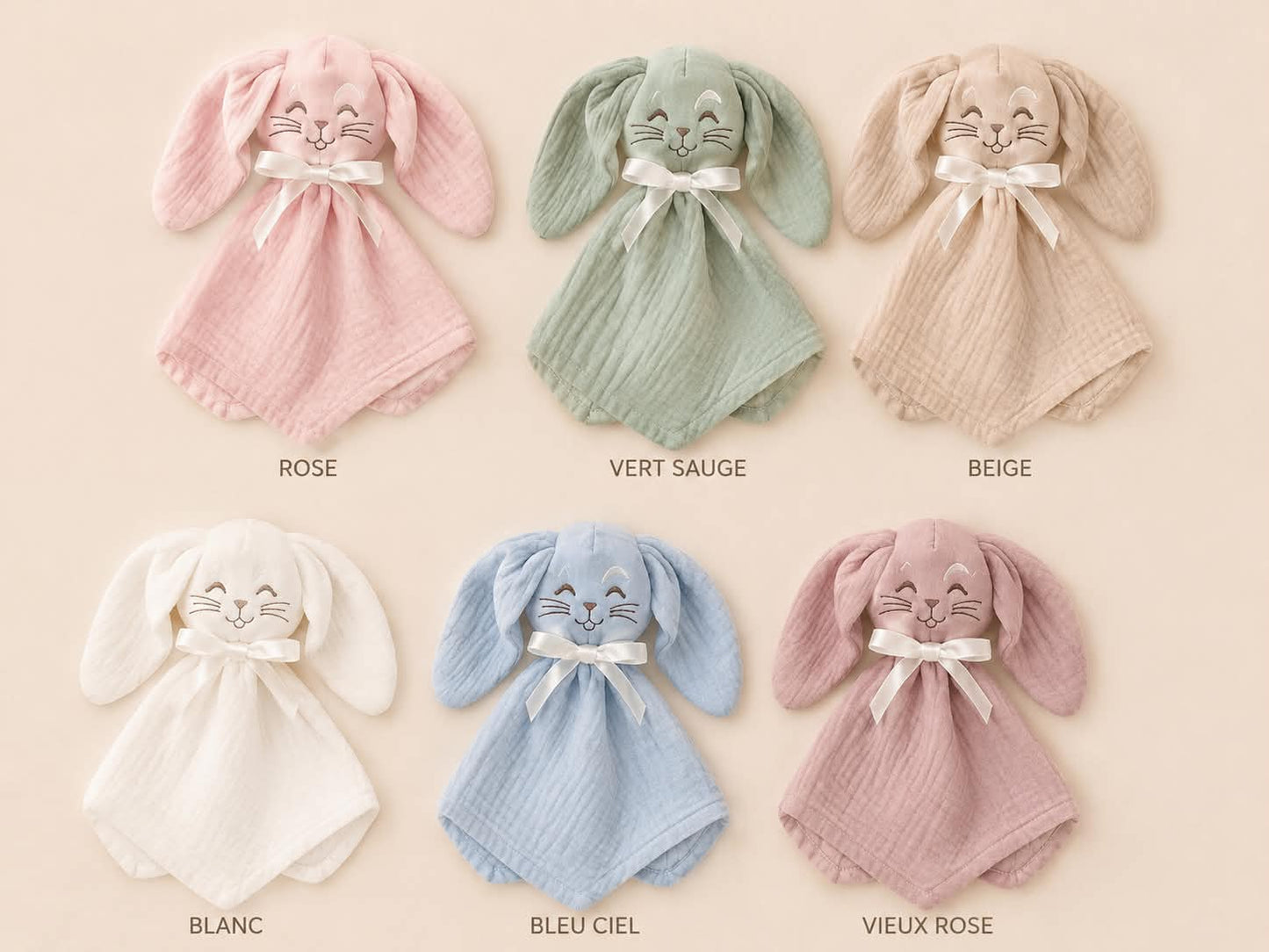 Doudou Lapin en Gaze de Coton
