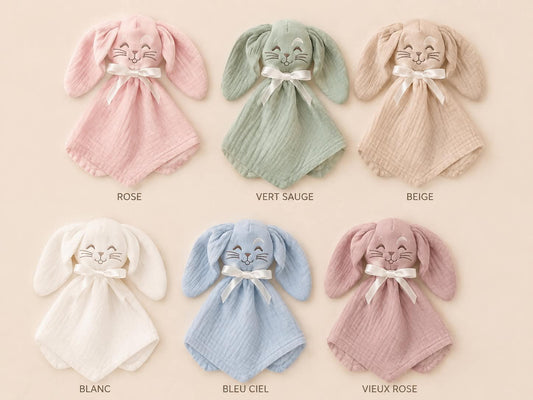 Doudou Lapin en Gaze de Coton